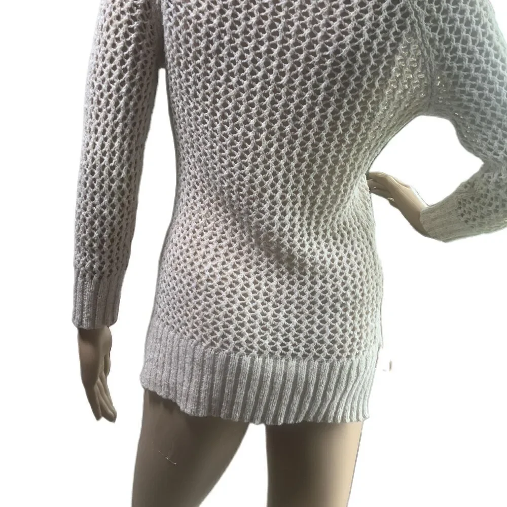 Lucky Brand‎ Beige Open-Knit Long Sleeve V-Neck Pullover Sweater Size XS